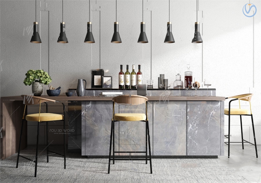 modern bar counter 3d model